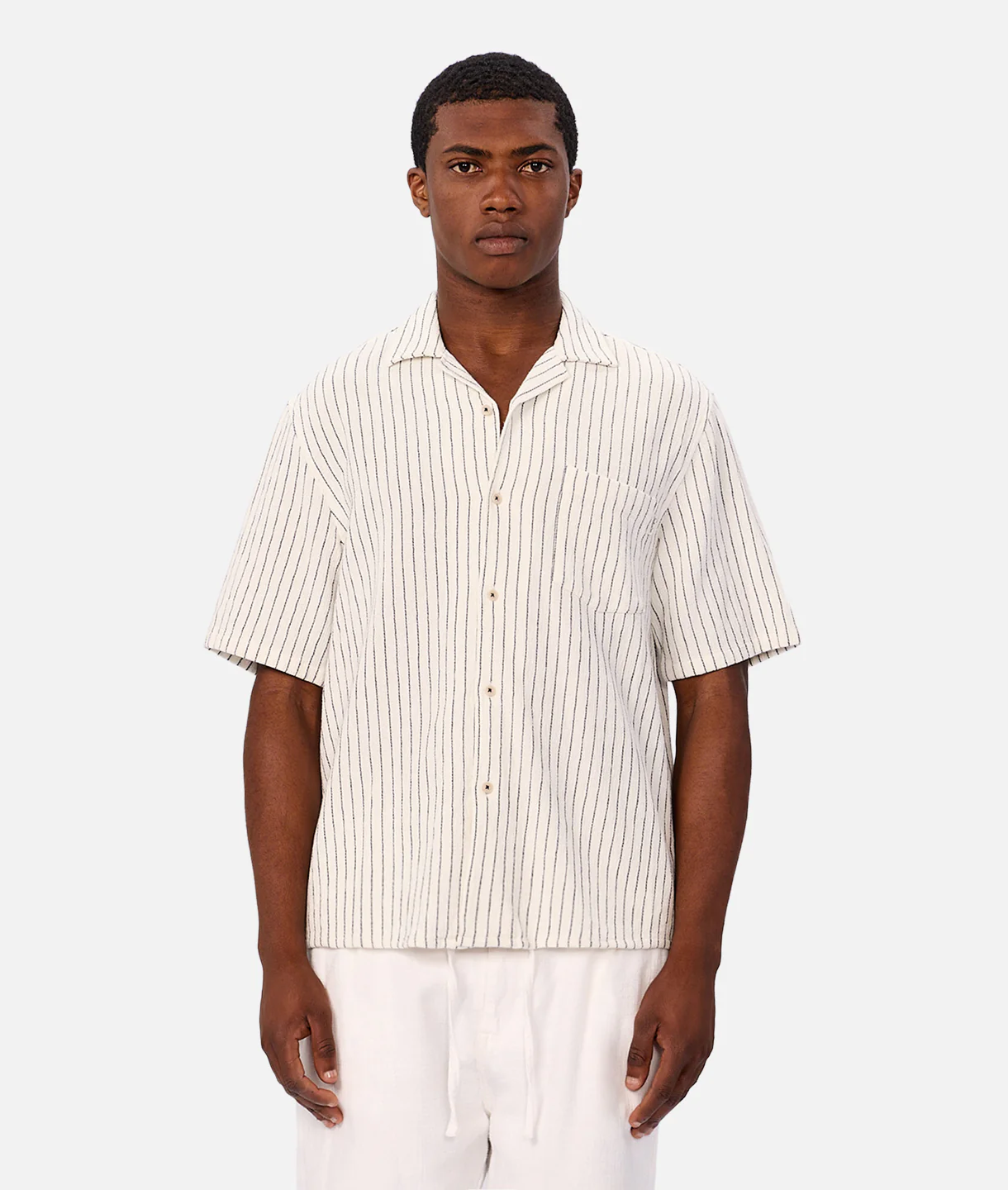 Striped Short Sleeve Camp Shirt